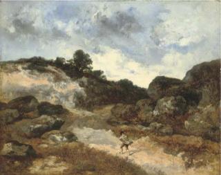 Narcisse Virgile Diaz de la Peña - Avant L\'Orage, Personnage Sur Le Chemin Rocheux de Jean-De-Paris