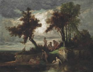 Narcisse-Virgile Diaz De La Pena - Bathers At The Waters Edge