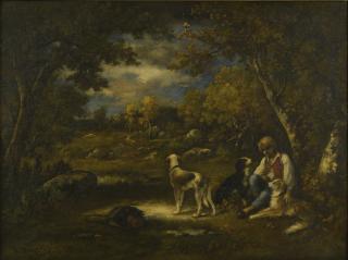 Narcisse Virgile Diaz De La Peña - Boy With His Dogs In A Wood