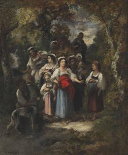 Narcisse-Virgile Diaz de la Peña - Descente de bohémiens en sous-bois