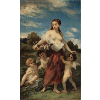 Narcisse Virgile Diaz De La Peña - Flore Saisie Par L\'Amour Or L\'Innocence En Danger