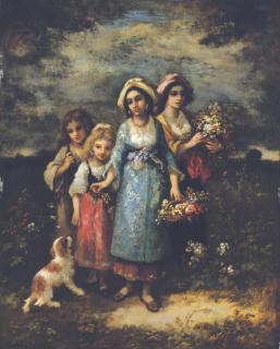 Narcisse Virgile Diaz de la Peña - La Cueillette des fleurs: Picking flowers