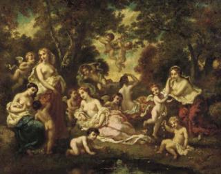 Narcisse-Virgile Diaz De La Peña - Nymphs And Putti In An Arcadian Landscape