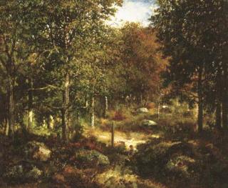 Narcisse Virgile Diaz De La Peña - Paysage avec un paysan dans un bois