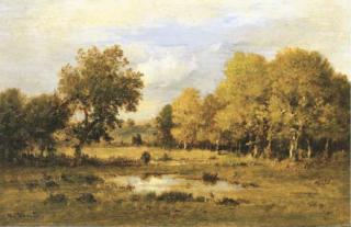 Narcisse Virgile Diaz De La Peña - Paysage avec une paysanne dans un bois