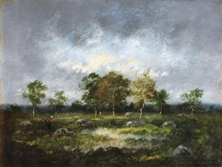 Narcisse Virgile Diaz De La Pena - Personnage Dans Une Clairièrenarcisse Virgile Diaz De La Pena ; A Figure In A Forest Clearing ; Signed Lower Left ; Oil On Panel