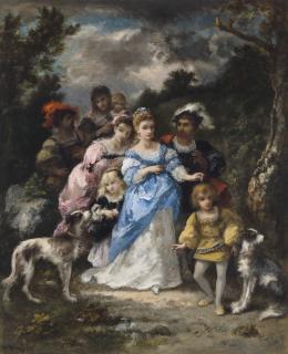 Narcisse-Virgile Diaz de la Peña - Promenade à la robe bleue