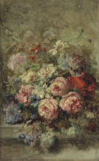 Narcisse-Virgile Diaz De La Peña - Still Life With Roses