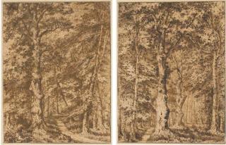 Narcisse-Virgile Diaz de la Peña - Two Studies of A Path Through A Dense Forest