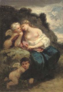 Narcisse Virgile Diaz de la Peña - Vénus Et Deux Amours