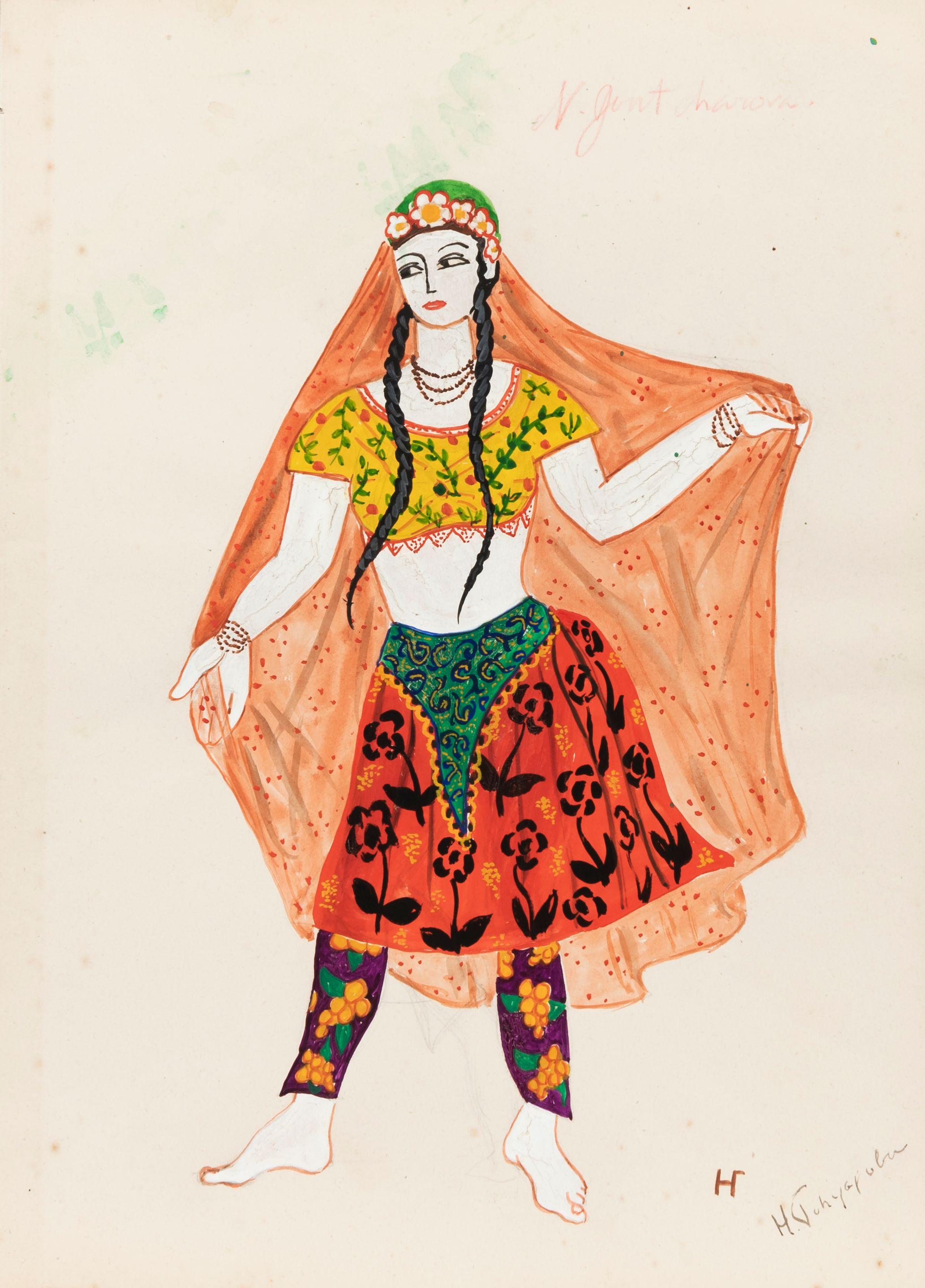 Natalia Goncharova - Costume Design for an Oriental Dancer in Le coq d\'or