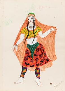 Natalia Goncharova - Costume Design for an Oriental Dancer in Le coq d\'or
