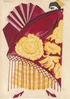 Natalia Gontcharova - Rhapsodie Espagnole: Femme espagnole à l\'éventail
