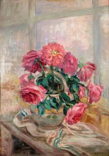Natalia Sergeevna Goncharova - Still Life with Roses 27 1/2 x 19 1/4 in. (70.0 x 48.9 cm) framed 37 1/4 x 29 1/2 x 2 1/2 in.