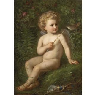 Nathanaël Schmitt - German Putto Feeding A Strawberry To A Bird