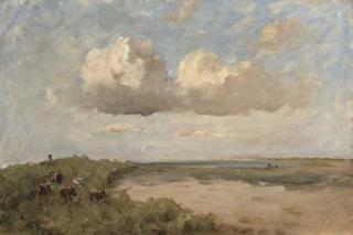 Nathaniel Hone, R.H.A. - St Marnock\'s Strand and Sea with five cows