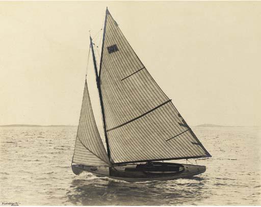 Nathaniel Livermore Stebbins - A gaff rigged day sailer probably off Marblehead