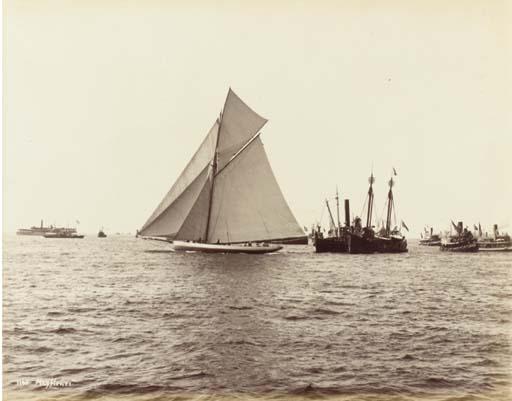 Nathaniel Livermore Stebbins - Mayflower round lightship; Saracen at the finish; the Mayflower winning