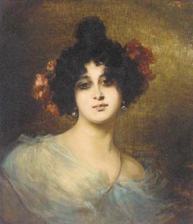 Nathaniel Sichel - A lady with red flowers in her hair