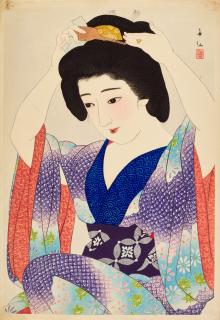 Natori Shunsen - Before a Mirror (Kagami no mae ni)Showa period, 20 th  century
