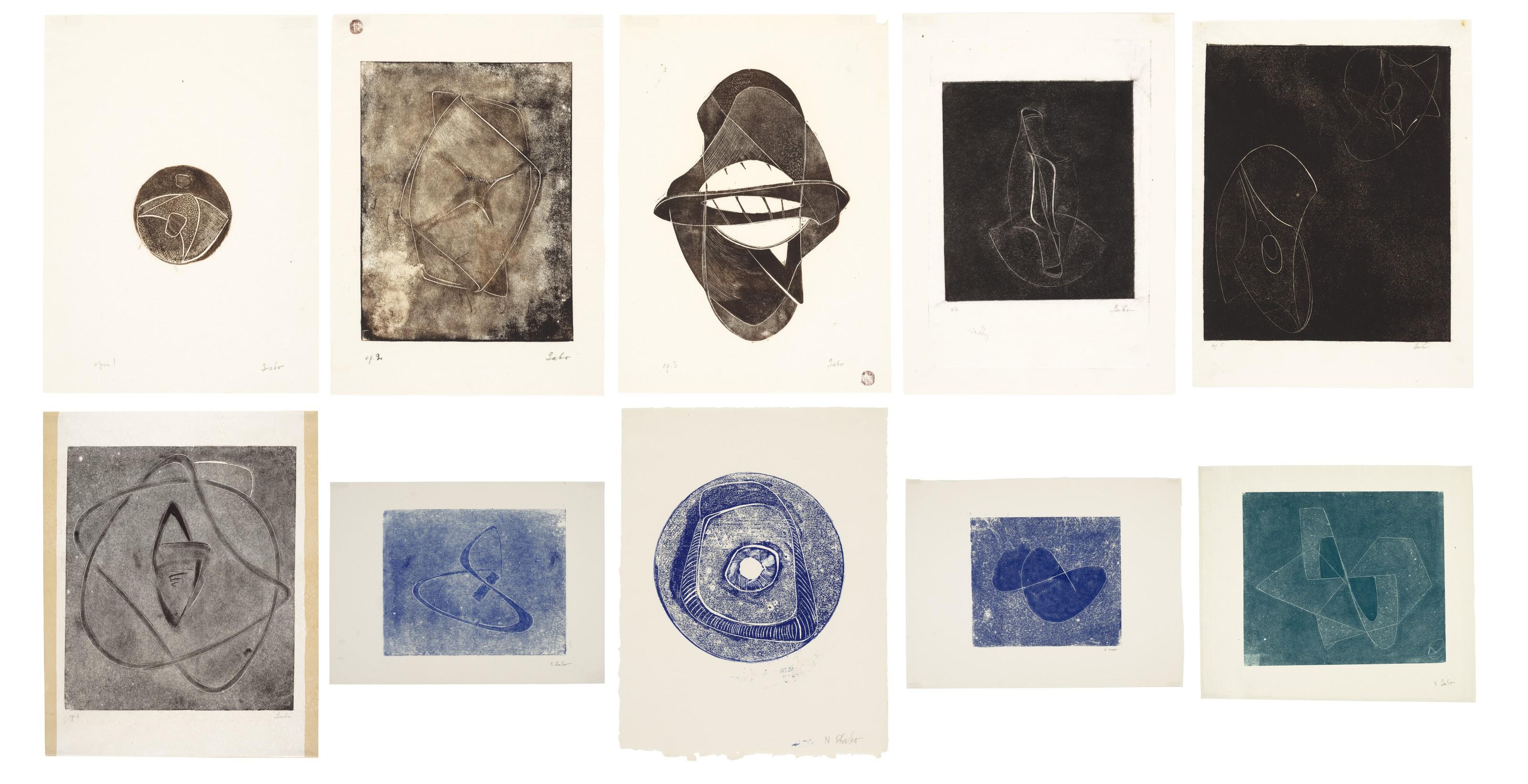 Naum Gabo - A Portfolio Of Twelve Monoprinted Wood Engravings