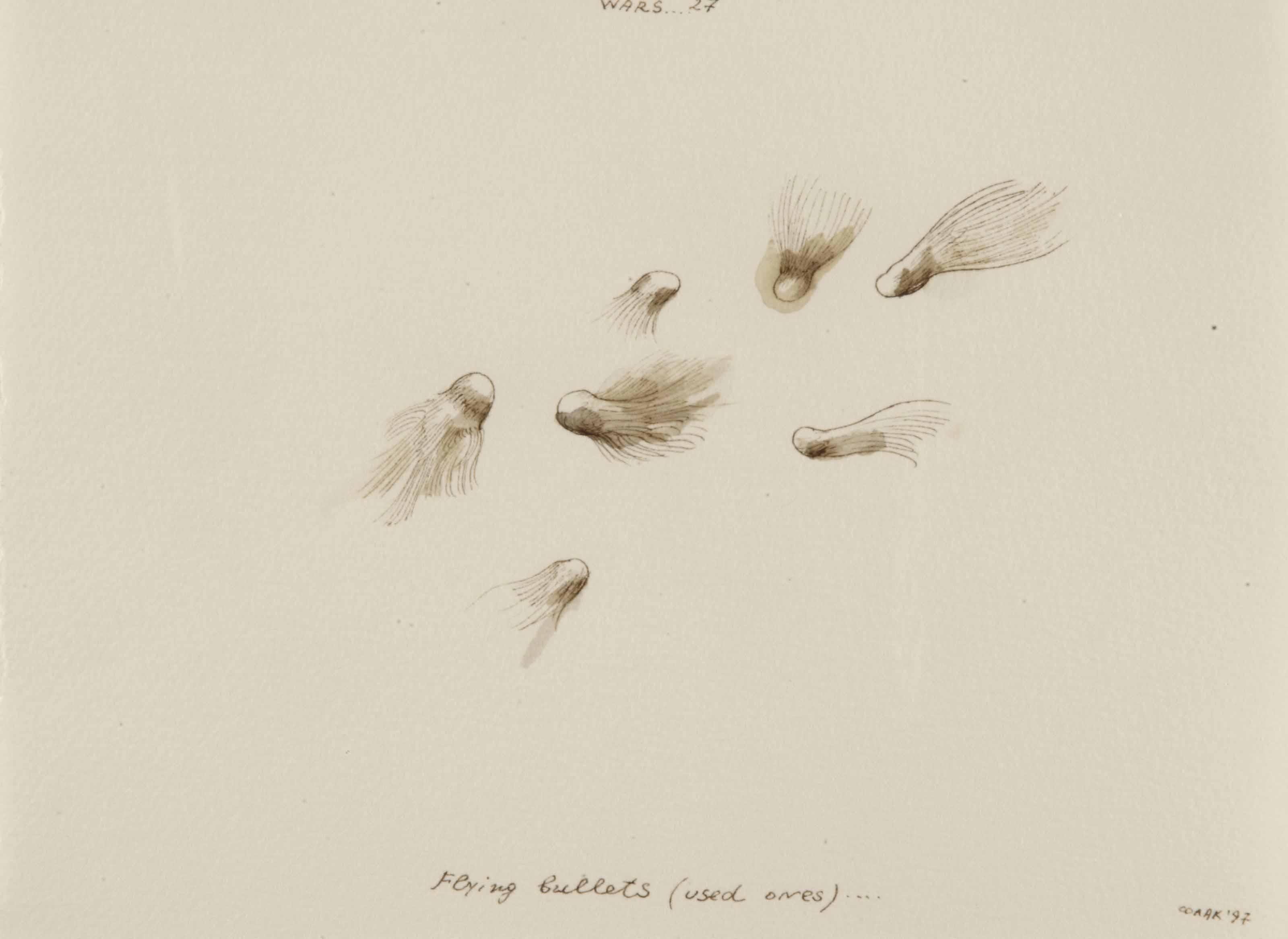 Nedko Solakov - Wars....27 (flying bullets (used ones)....) (lower right)