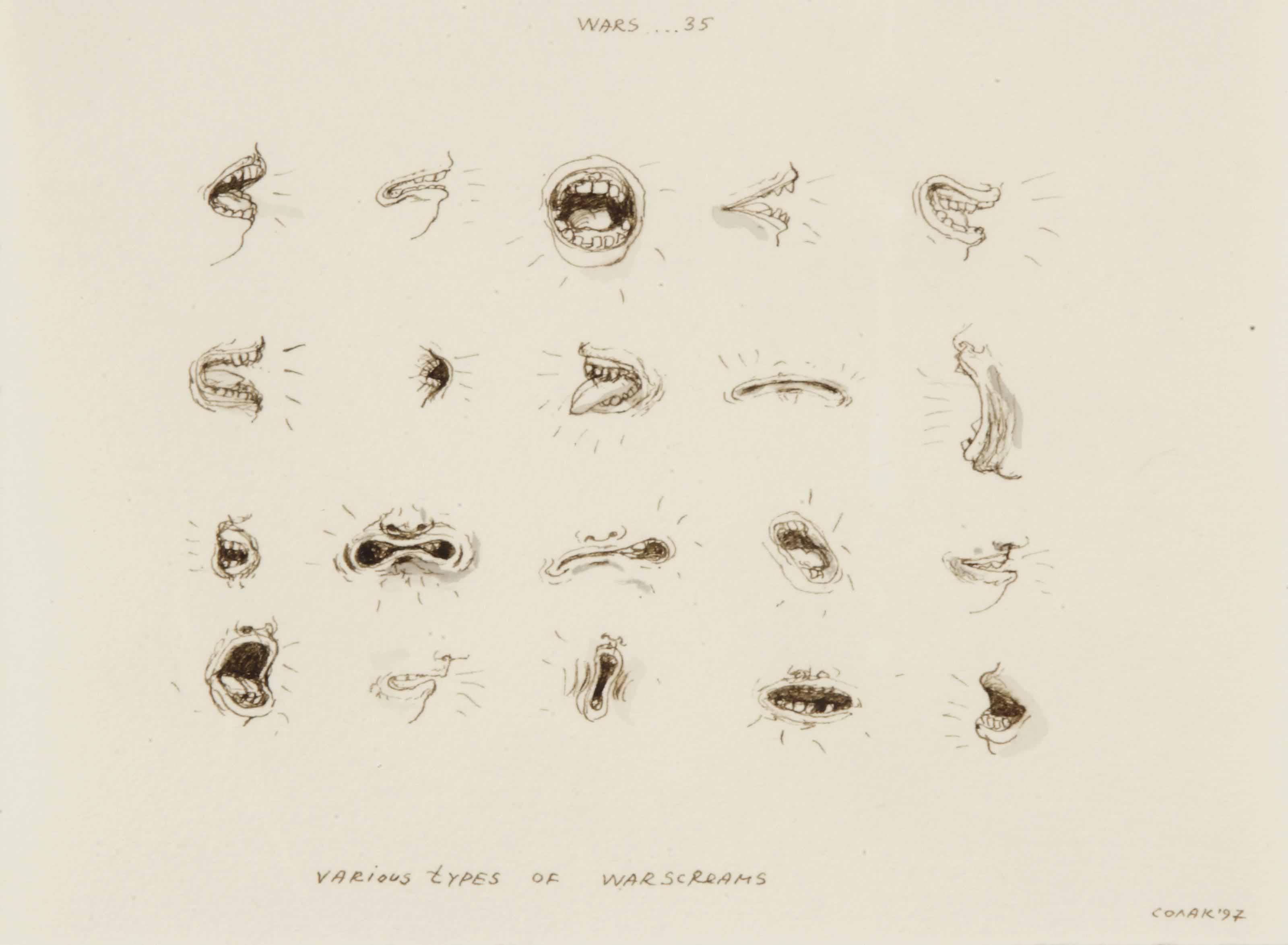 Nedko Solakov - Wars....35 (various types of warscreams)