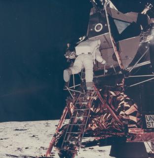 Neil Armstrong - Apollo 11: Edwin Aldrin egressing out of the Lunar Module.