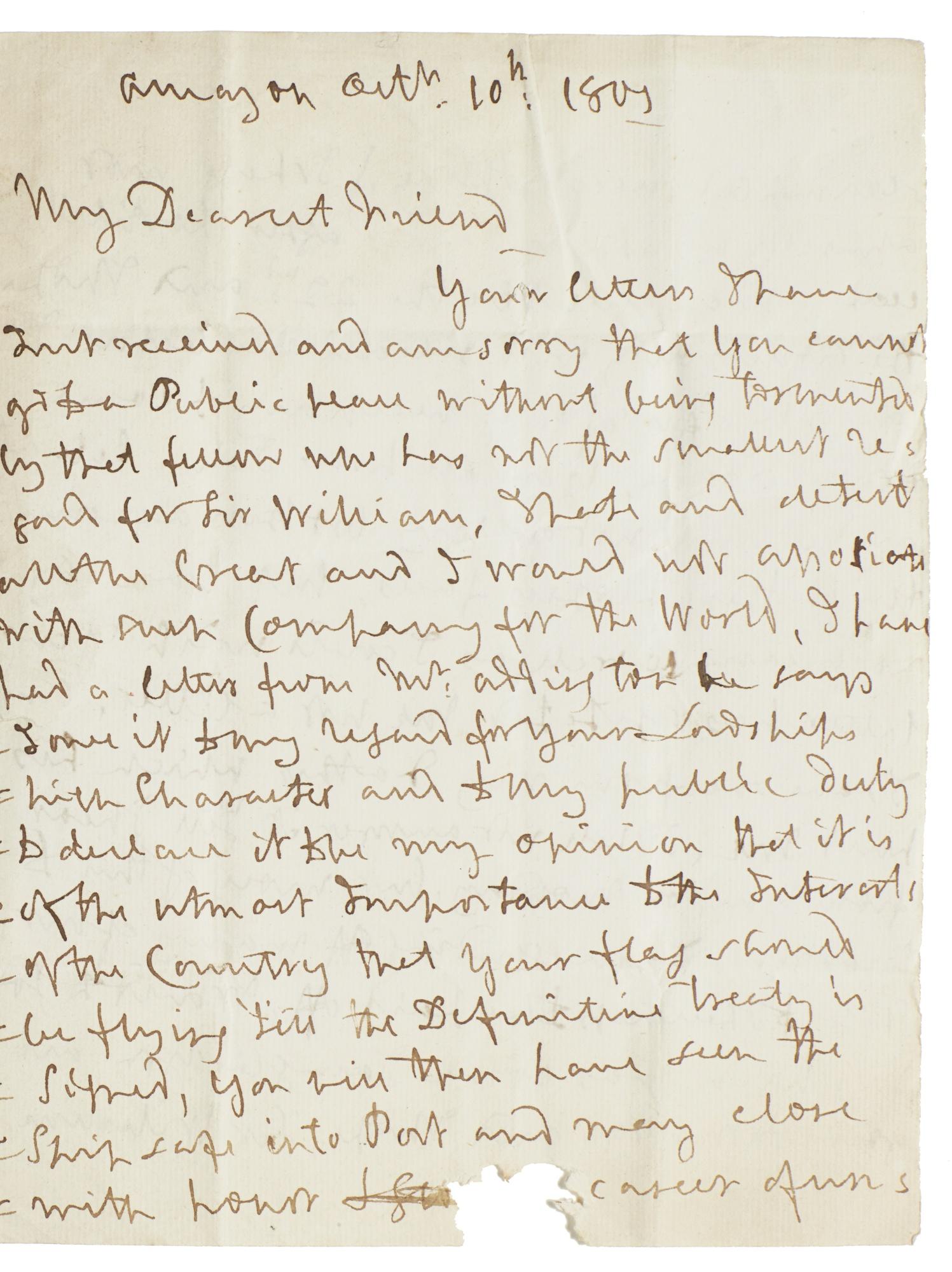 Nelson, Horatio Lord - Autograph Letter Signed (\