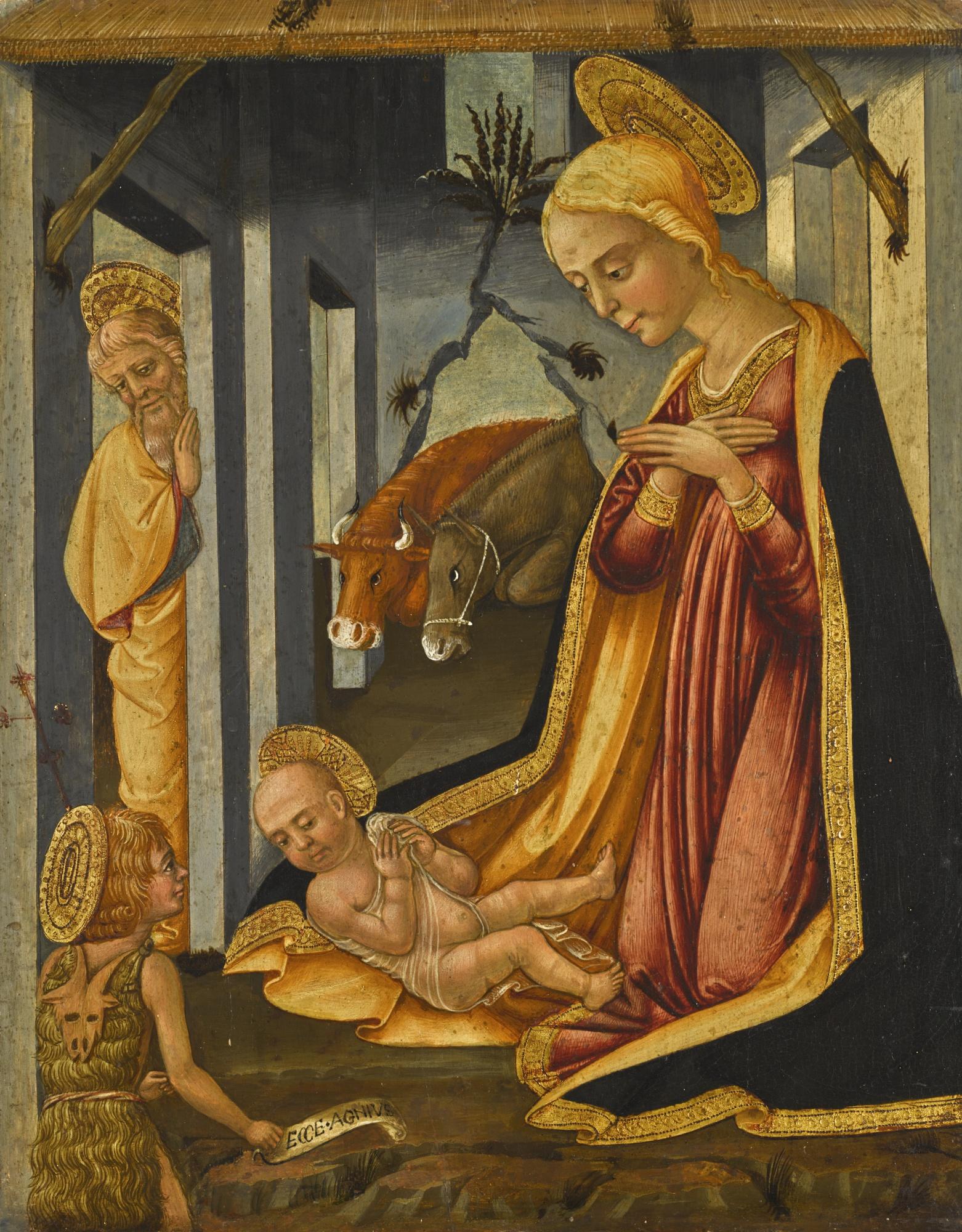 Neri Di Bicci - The Adoration Of The Christ Child With The Young Saint John The Baptist
