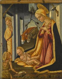 Neri Di Bicci - The Adoration Of The Christ Child With The Young Saint John The Baptist