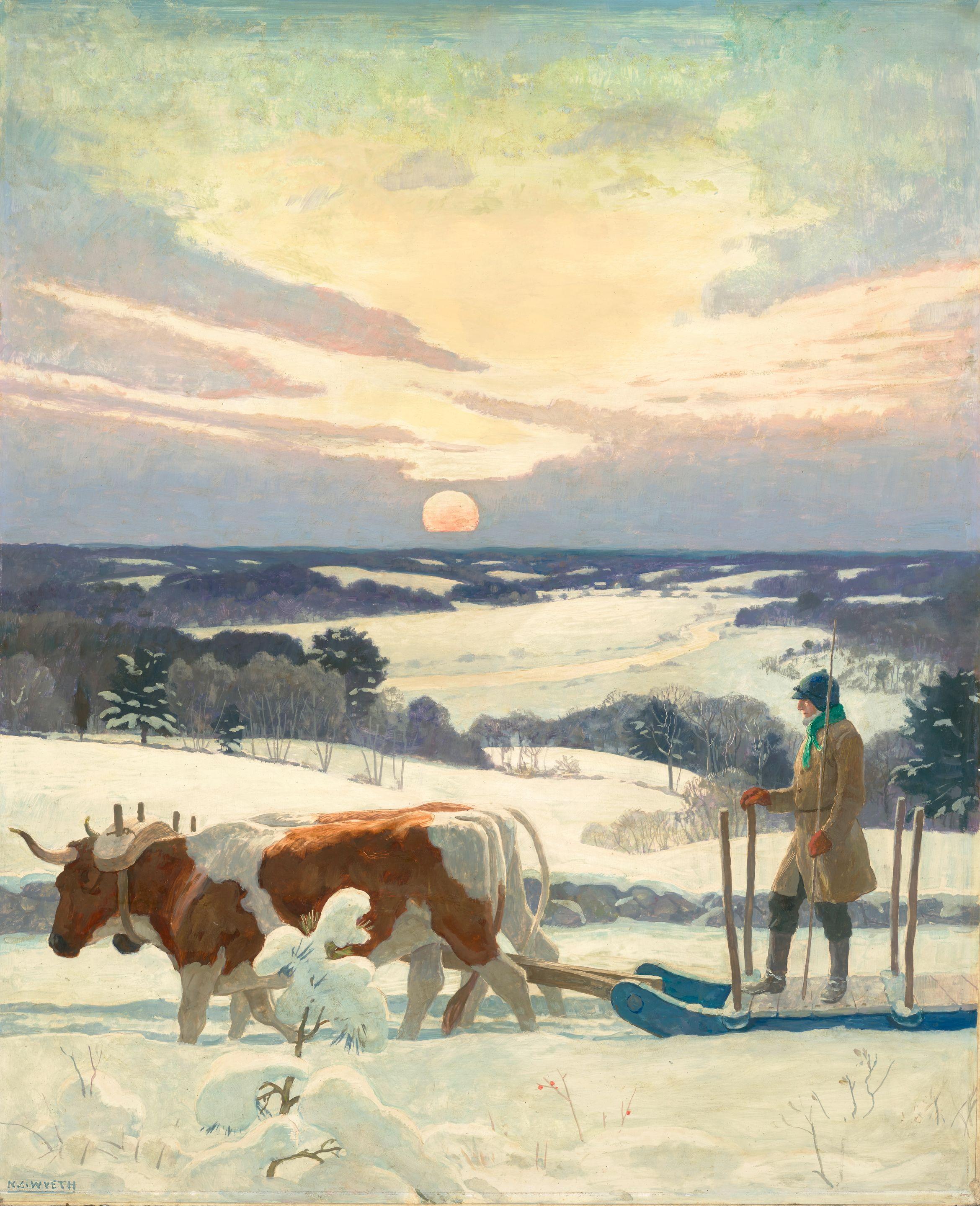 Newell Convers Wyeth - A Man of a Certain Probity and Worth, Immortal and Natural (New England; The Wood Sled)