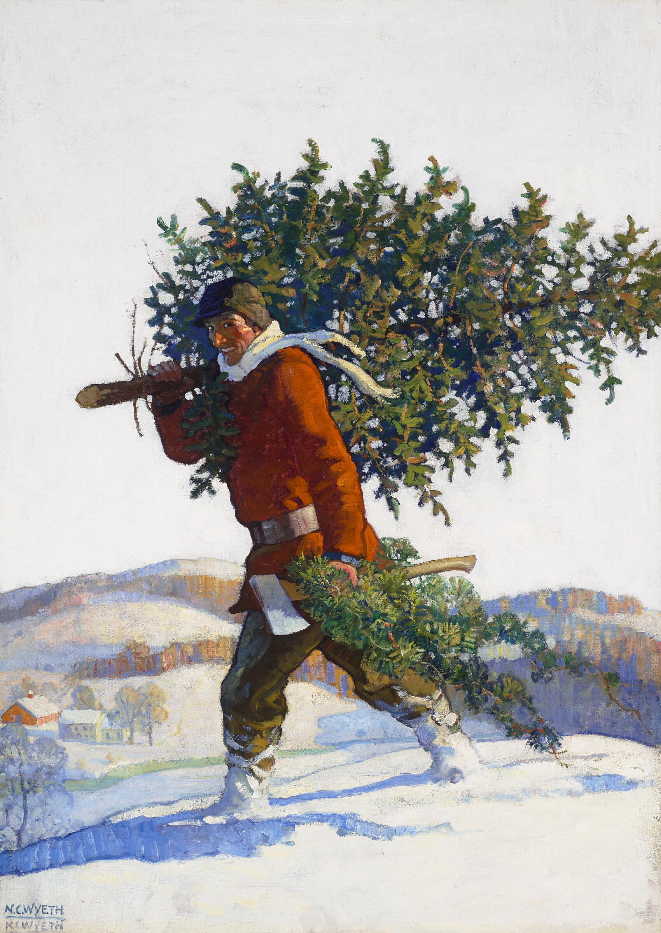 Newell Convers Wyeth - Christmas Tree - Chadds Ford (Popular Magazine, cover illustration)