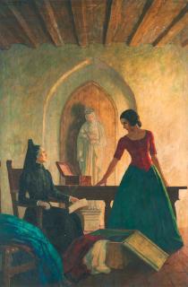 Newell Convers Wyeth - Ramona, frontispiece illustration (Señora Gonzaga Moreno and Ramona)