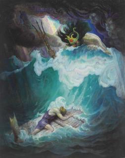 Newell Convers Wyeth - The Raft of Odysseus (Neptune Battles with Odysseus)