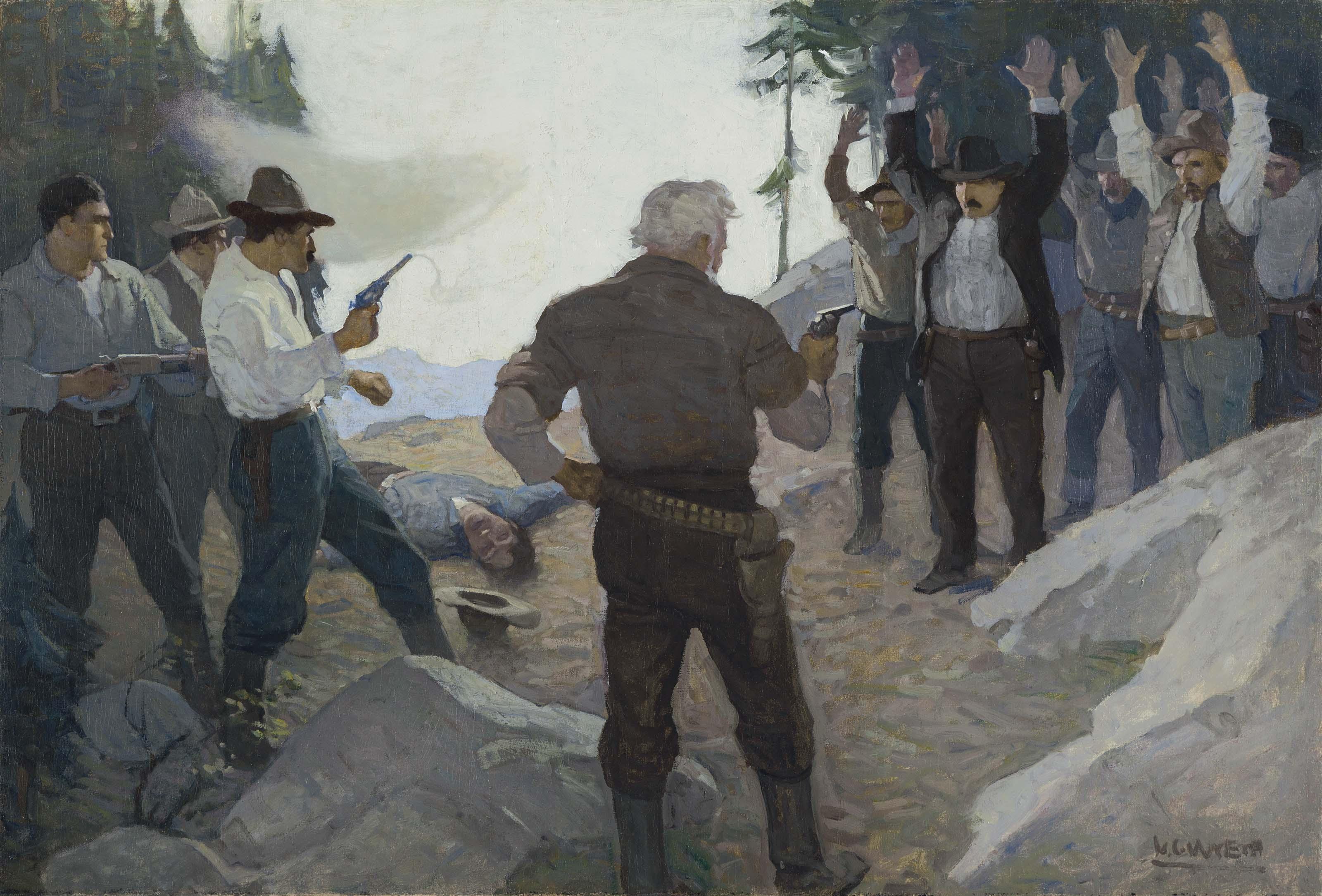 Newell Convers Wyeth - “Up with your hands or we’ll make this a shambles, now that we’ve started”
