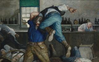 Newell Conyers Wyeth - Waite Seized Him And Swung Him On High Amid A Volley Of Terrified Oaths And Then Dashed Him Down And Away (Bar-Room Brawl)