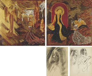 Nguyen Gia Tri - Two Devotional Scenes; & Study of A Girl