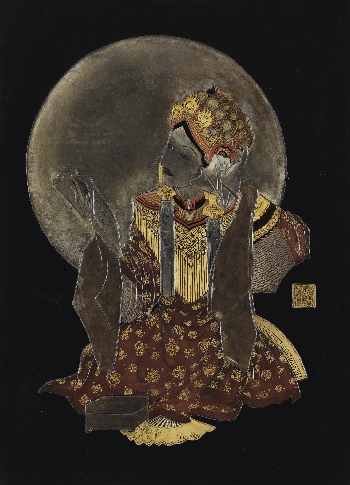 Nguyen Khang - A Traditional Vietnamese Opera Actress Reading Under Moonlight