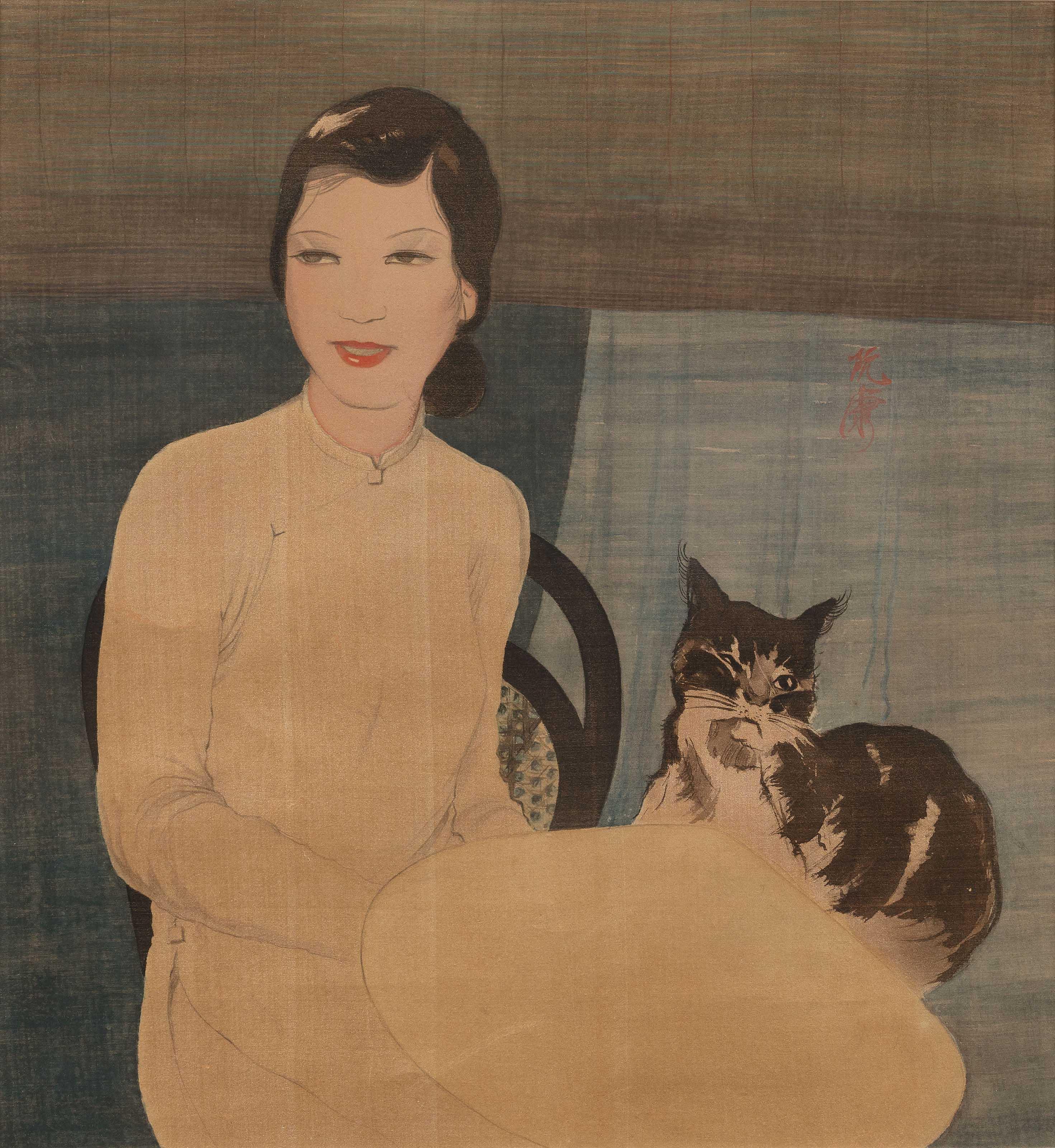Nguyen Khang - Lady with a Cat