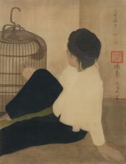Nguyen Phan Chanh - Enfant à l\'oiseau (Child with Bird)