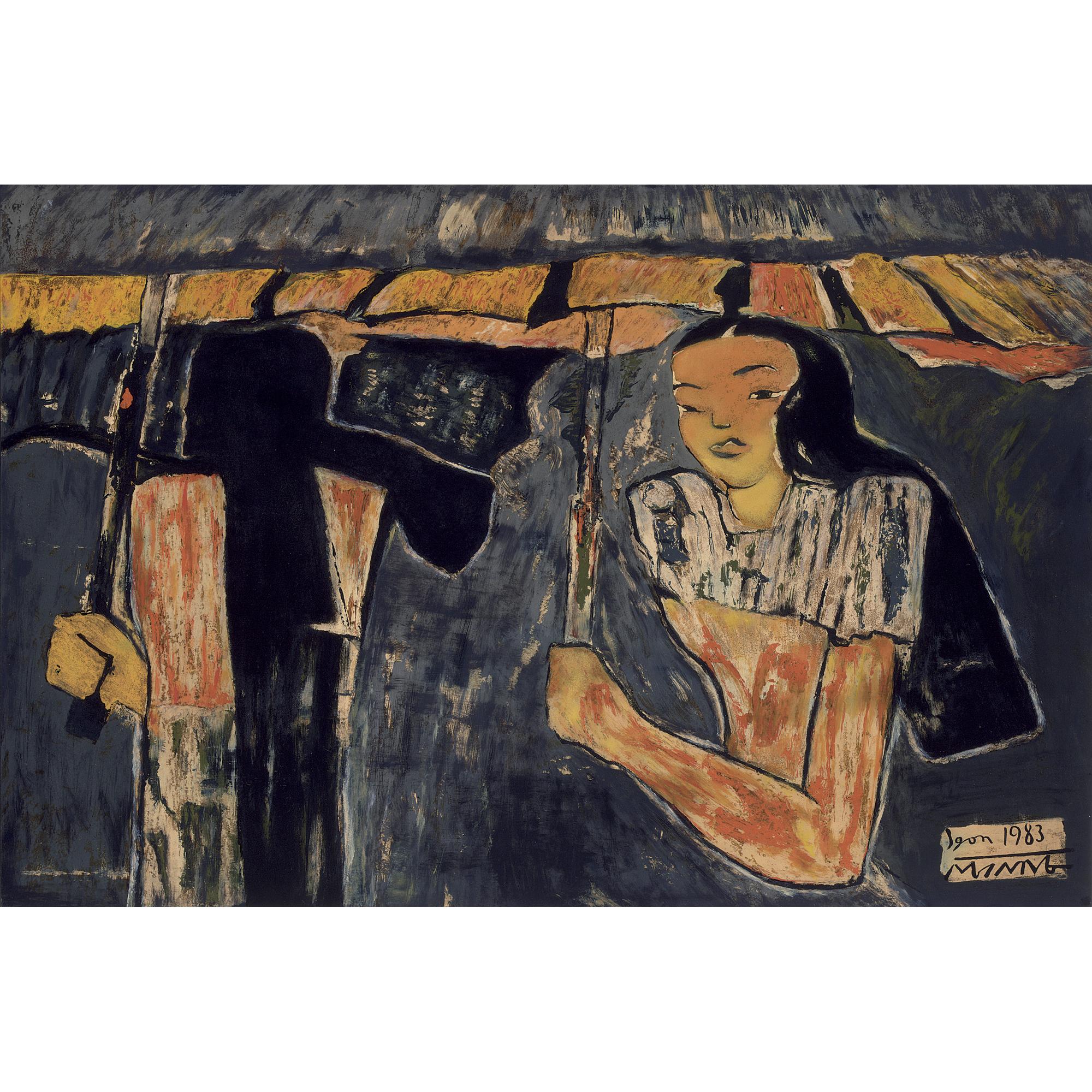 Nguyen Sang - Femmes À L\'Ombrelle