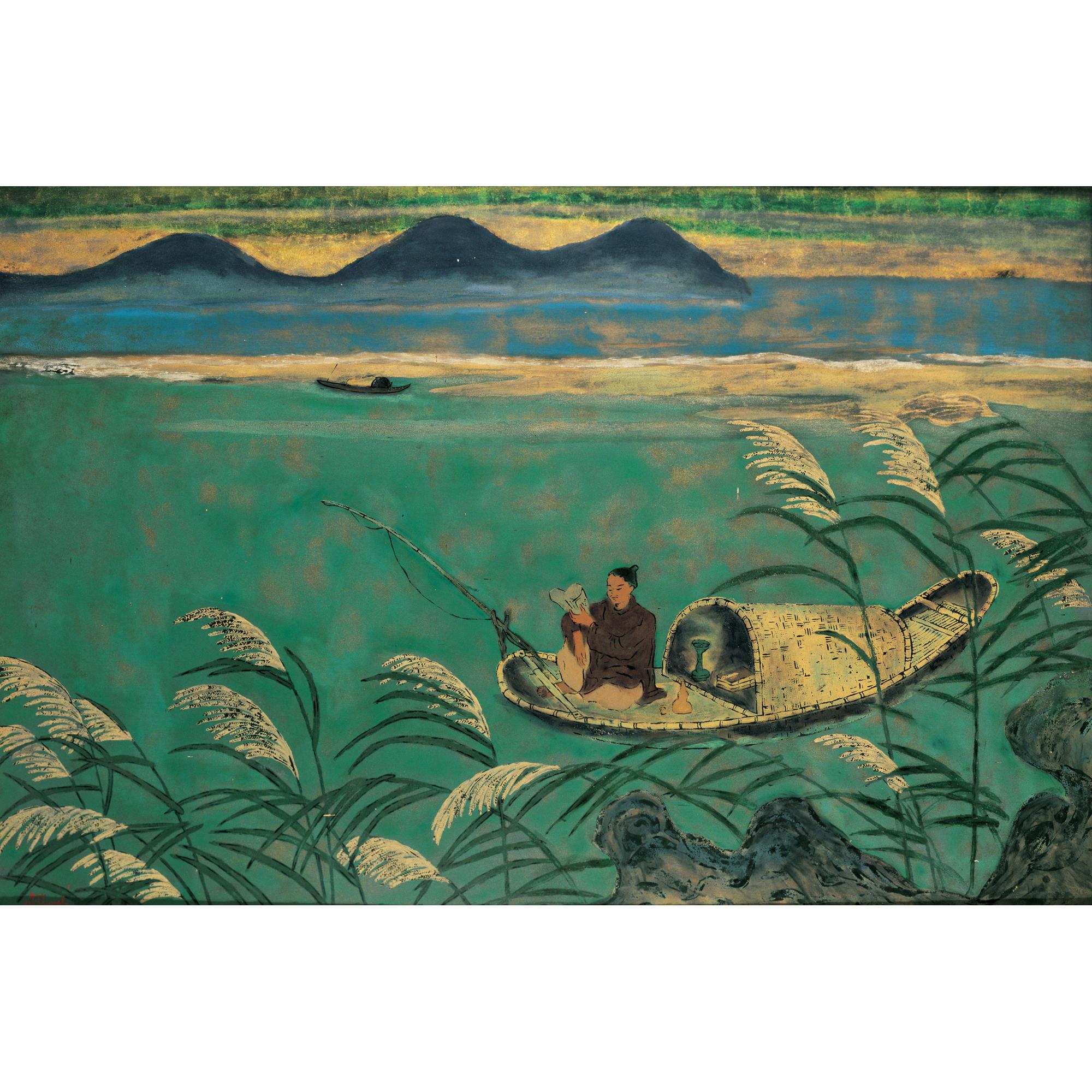 Nguyen Tien Chung - Poet Nguyen Du On His Fishing Boat  