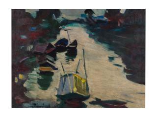 Nguyen Tri Minh - Bateaux sur la rivière