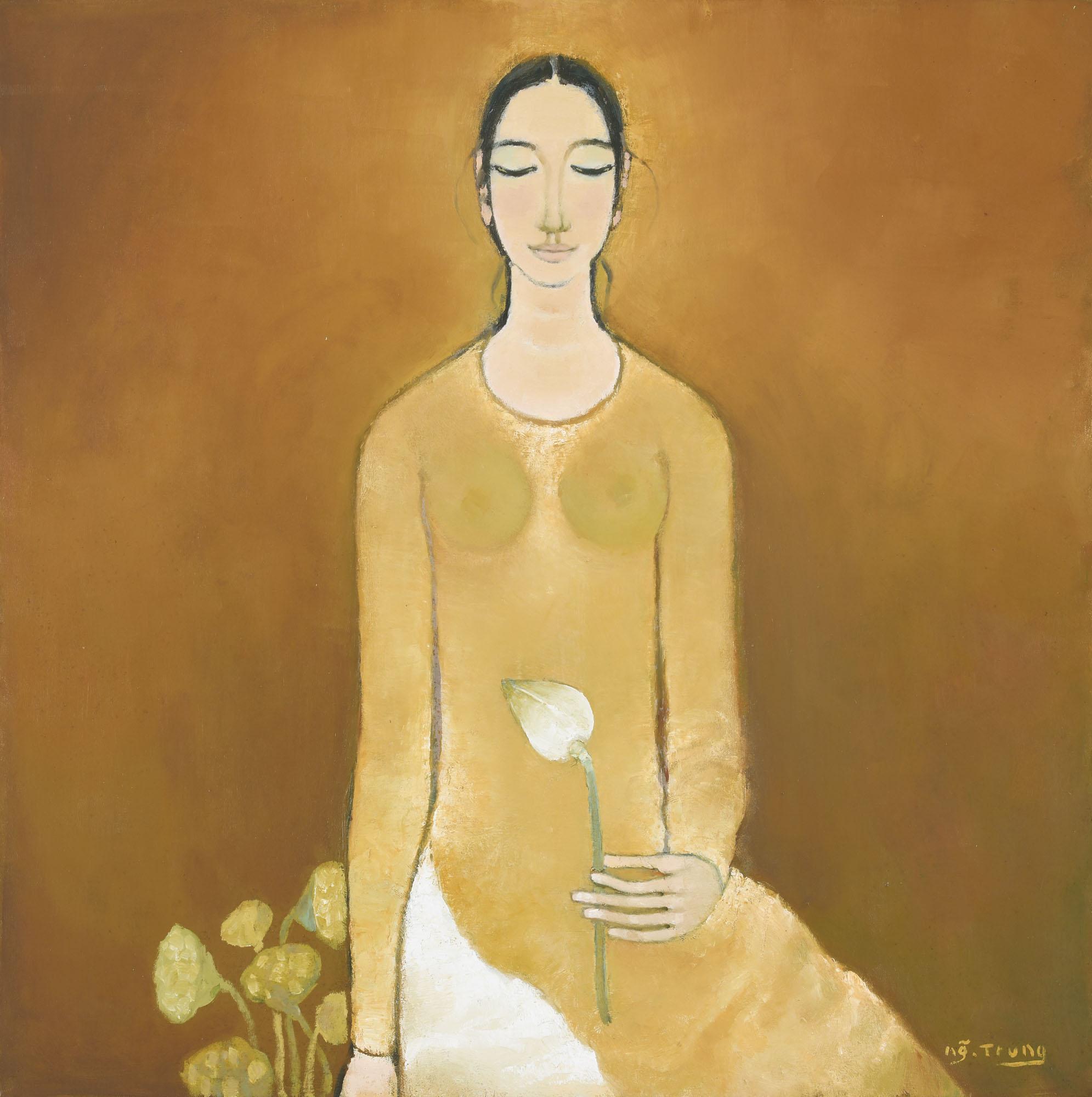 Nguyen Trung - Girl Holding a Lotus