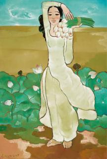 Nguyen Trung - LADY GATHERING LOTUS FLOWERS