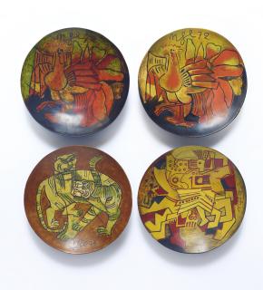 Nguyen Tu Ngheim - A Group Of Four Lacquer Plates 