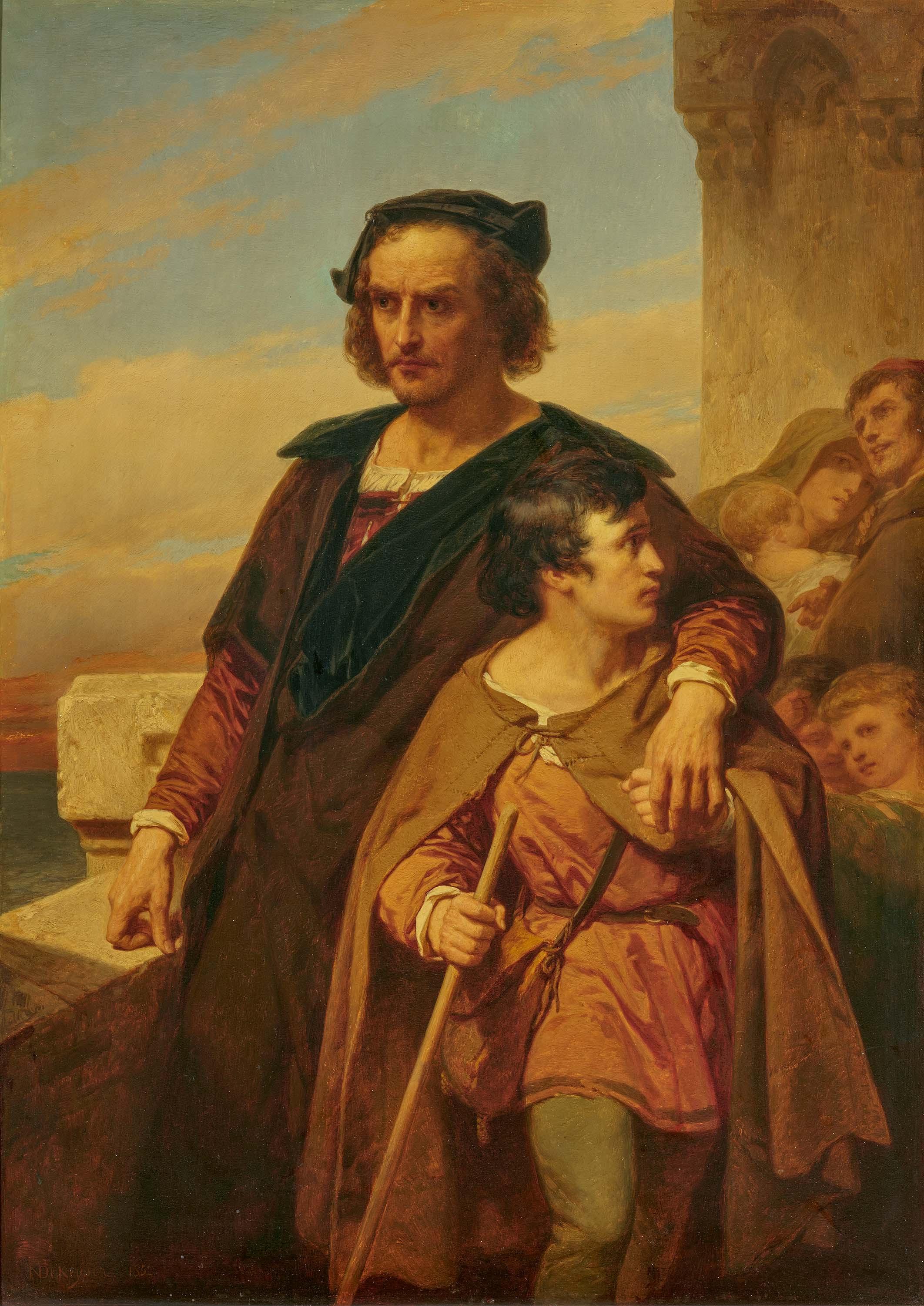 Nicaise De Keyser - Kolumbus, auf seinen Sohn gestützt, wandert verbannt aus Barcelona.