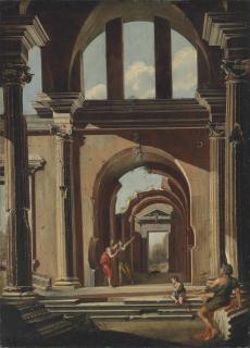 Niccolò Codazzi - An Architectural Capriccio With Figures Beneath An Arch