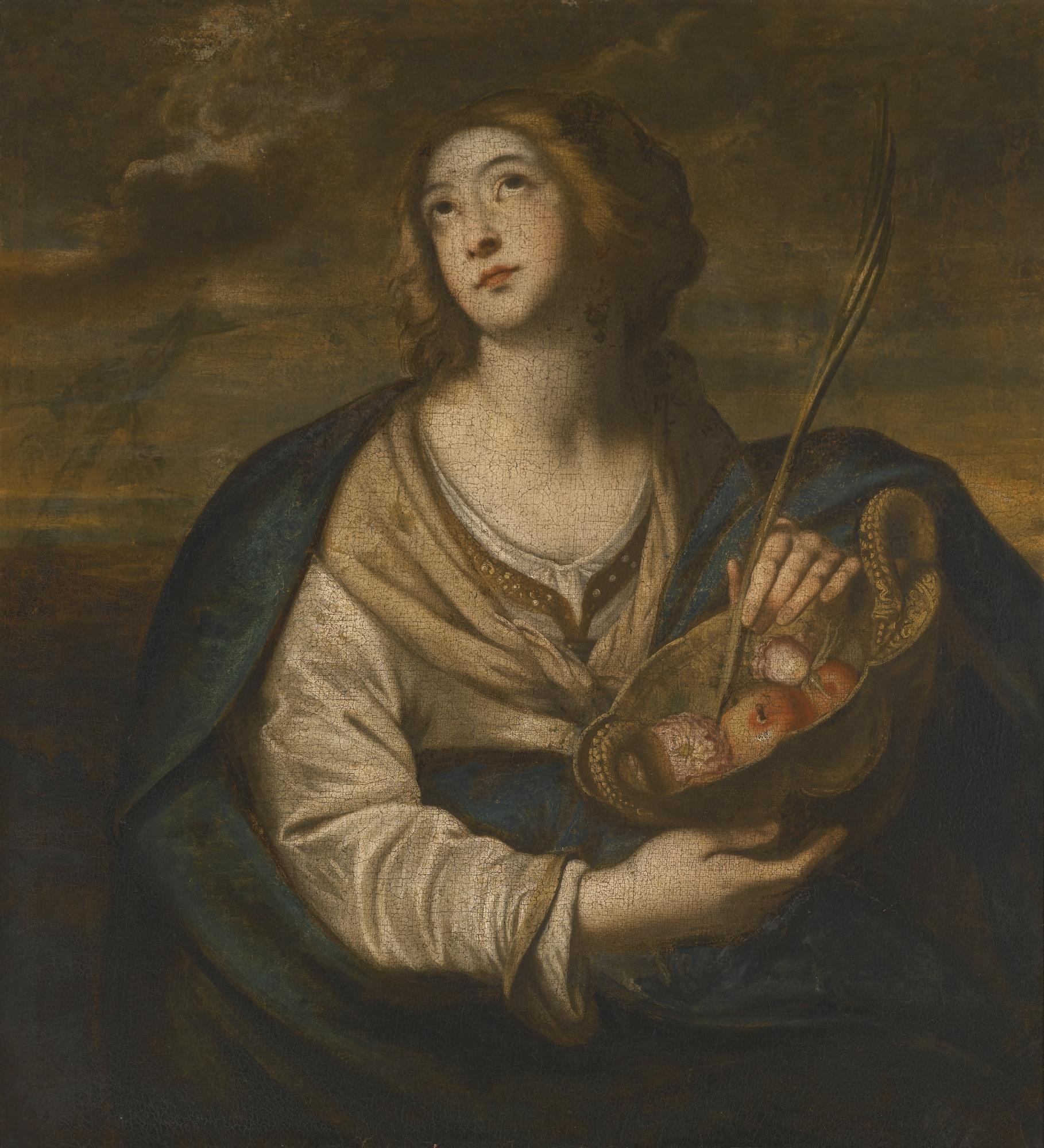 Niccolò De Simone - Saint Dorothy With A Basket Of Fruits And Flowers And A Palm